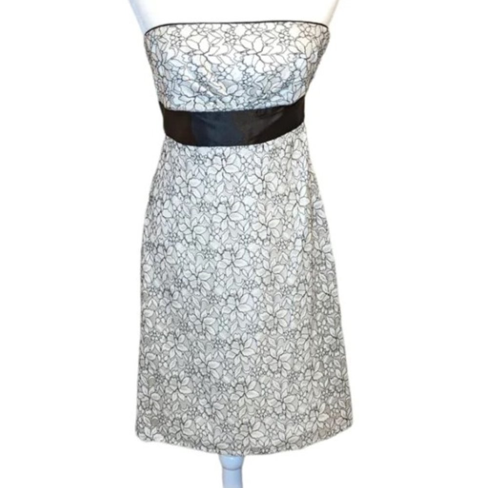 White House Black Market Strapless Floral Lace Dress | Size 10